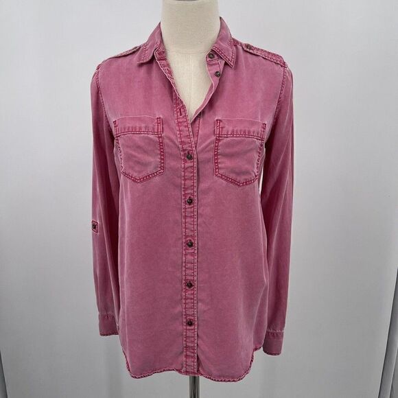 Express Military boyfriend shirt womans button up XS TP BoxB - Picture 7 of 7